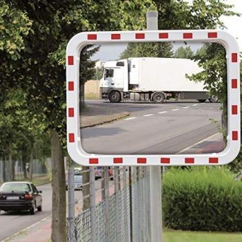 Specchio di traffico H800xL1000mm plastica Rosso/Bianco 27m