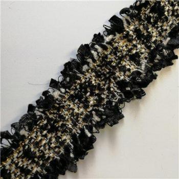 Accesorio de Estilo Tweed Azul Oscuro con Brillantes