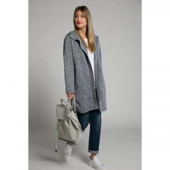 Giacca lunga in maglia e pile, Donna, Blu, Taglia 52/54, Poliestere