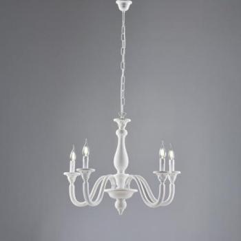 Lampadario Shabby Chic Lucca Bianco 5 Luci E14 in Legno
