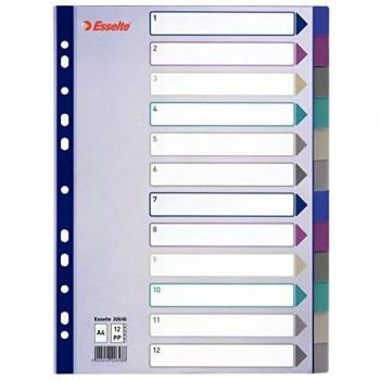INTERCALAIRE PP 12 TOUCHES A4 TRANSPARENT MULTICOL
