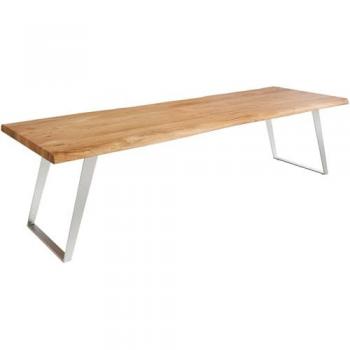 Esszimmertisch Edge 300x100 cm XL – Akazien-Natur mit Edelstahl‑Schraubkanten, Live‑Edge Design