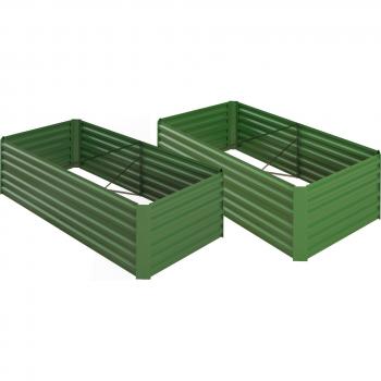 Outsunny 2 Raised Beds for Garden, Steel Planters with Reinforced Rods for Plants and Herbs