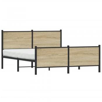 Metal Bed Frame without Mattress Sonoma Oak 150x200 cm King Size