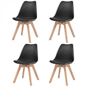 Sillas de comedor 4 sillas de plástico negro