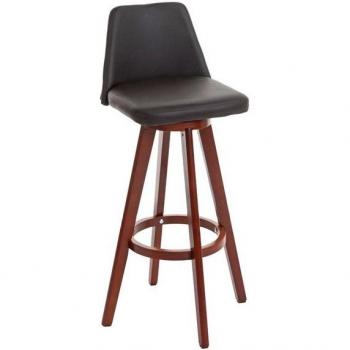 Holz-Barhocker MCW-C43, Kunstleder, drehbar, braun