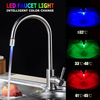 Grifo de lavabo con luz LED que cambia de color, sensor, 7/3/1 colores, ahorro de agua
