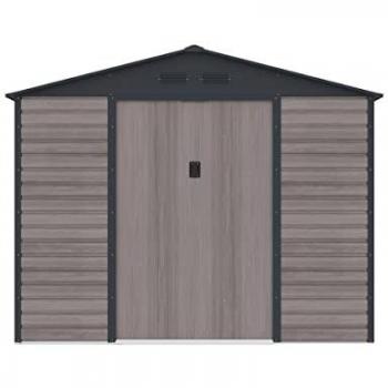 Abri de jardin en acier galvanisé effet bois gris 8,94 m²