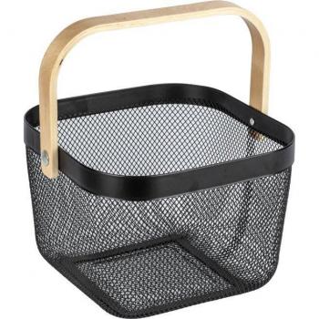 Panier à Linge Carré Bambou Wenko – Acier et Bambou Noir