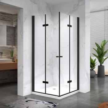Cabine de douche « Noir Moderne » ELIZA‑BLACK – 80 x 90 cm, 190 cm de haut, verre anticalcaire