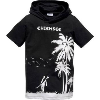 Chiemsee Jungen T-Shirt mit Palmendruck, schwarz, kurzärmelig