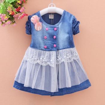 Coat Kid Denim Coréen – Printemps Automne, Dentelle & Nœud