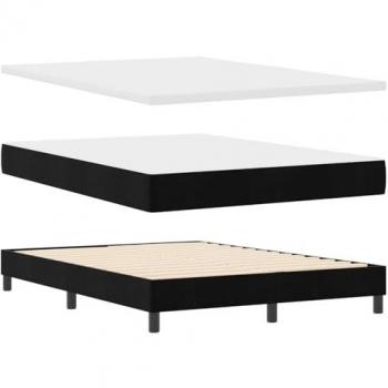 Lit Box Spring avec Matelas Velours Noir 140x200 cm