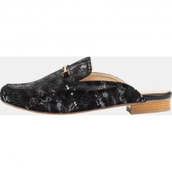 Mules in pelle nera con effetto pitonato, larghezza H, Donna, Taglia 39