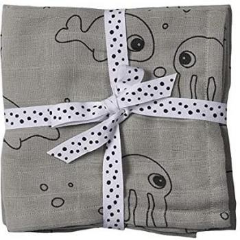 Done by Deer Pucktuch 2er-Pack Meerestiere Grau