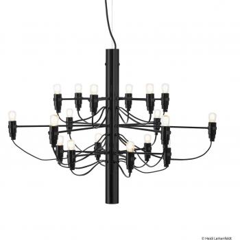 FLOS 2097/18 LED-Kronleuchter, matt schwarz, gefrostet