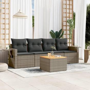 Garten-Sofagarnitur 5-tlg. Grau Poly Rattan