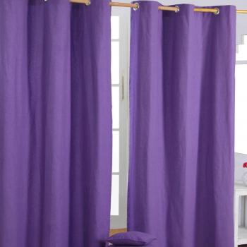 Rideaux violet à œillets 100% coton 137 x 228 cm