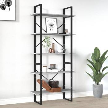 VidaXL 5-Shelf Bookcase Grey Sonoma 80x30x175 cm Engineered Wood