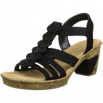 Rieker Damen Sandalette mit Keilabsatz, schwarz, 38 EU