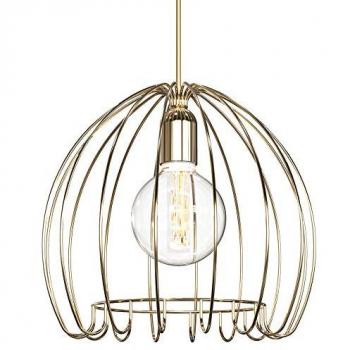 Lampada a sospensione industriale in metallo e ottone, 1x attacco E27, dimensioni DxH 35x300 cm