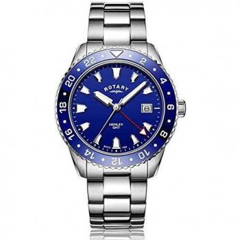 Rotary Orologio Henley GMT 41mm Blu Acciaio