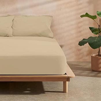 Bajera Ajustable 100% Microsatén Extrasuave Taupe para Cama de 90x200 cm con Fuelle de 30 cm