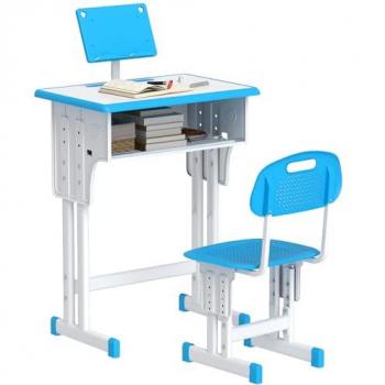 Adjustable Height Kids Desk and Chair Set with Drawer, Book Stand, and Pen Slot