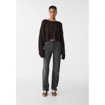 Stradivarius Bequeme Denim Jeans Schwarz 34