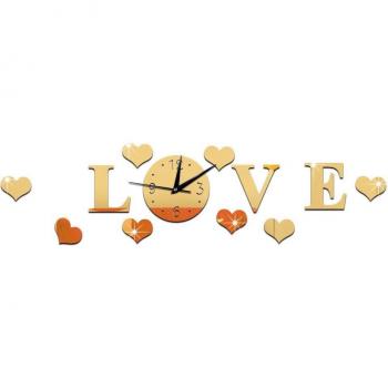 3D Mirror Stickers Wall Clock LOVE DIY