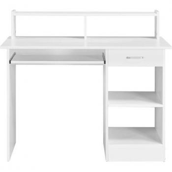Scrivania di lavoro Yaheetech con supporto tastiera e vano cassetto – 106x50x94 cm, bianca