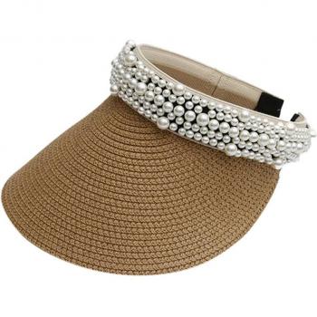Casual Pearl Straw Sun Hat