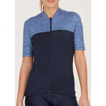 ENDURANCE Damen Radtrikot “Mangrove” 38 – Blau, geblümt, 90 %