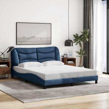 Cadre de lit en tissu 160x200 cm avec lumières LED bleues