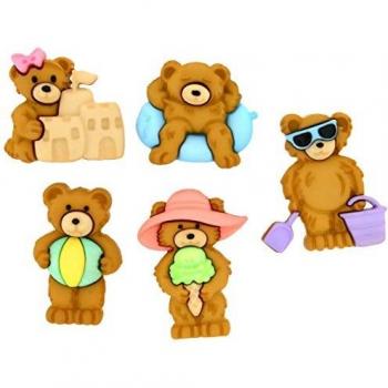 5-Piece Summer Bears Button Pack