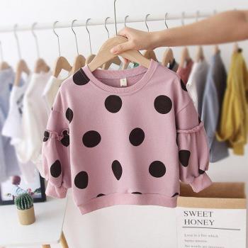 Veste en tricot à pois pour petite fille printemps automne