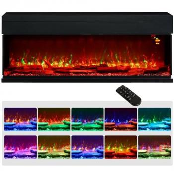 Electric Convector Fireplace Heater 1800W Black