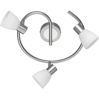 LED-Deckenlampe Trio Carico: Nickel Matt / Chrom, Weißes Glas mit Glättung