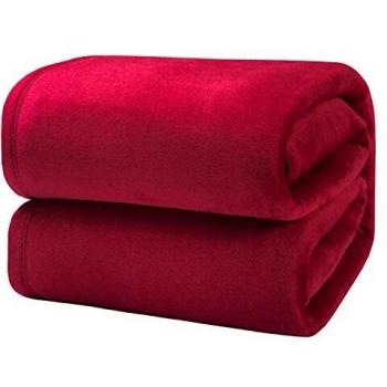 Coperte Grande BedSURE Plaid Rosso con Pile Morbido 230x270