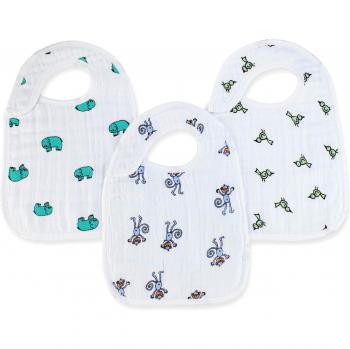 Genuine 100% Cotton Jungle Food Bib Bundle – 3‑Pack, Aden Anais Style