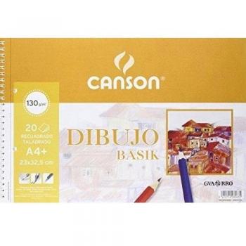 Cuaderno Espiral Dibujo CANSON Basik Recuadro, Din-A4+ 130 gr. 2 Taladros 20 Hojas