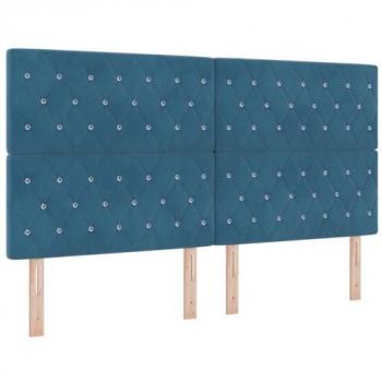 Sottopiediera con bottoni a cristallo tuftati blu scuro da 180 cm di velluto