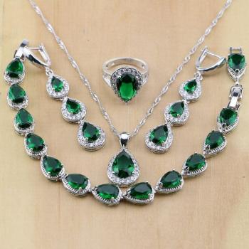 Pulsera de plata de ley 925 con esmeralda verde y CZ blanca