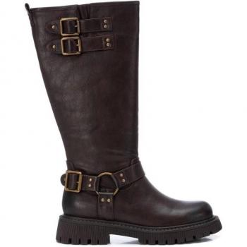 Bota de mujer Xti marrón estilo motero con cierre de cremallera talla 38
