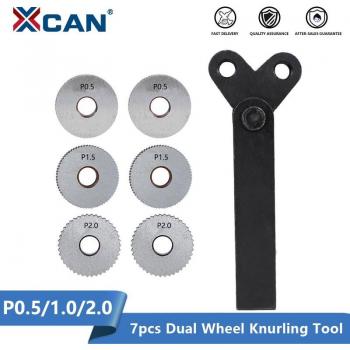XCAN – Kit de moletage double roue, 7 outils, pas de 0,5mm, 1mm, 2mm