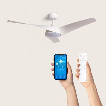 Ventilatore Eubea 132cm Silenzioso Bianco con Luce e Controller a Parete