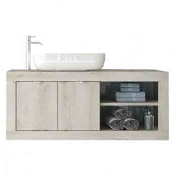 Mobile Sospeso con Lavabo, 2 Porte, 92cm, Collezione Isora, Bianco