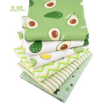 Avocado Green Twill Cotton Fabric Set of 6 for Baby and Children's Sewing