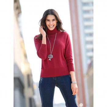 Rollkragenpullover für Damen in kräftigem Rot, Gr. 48