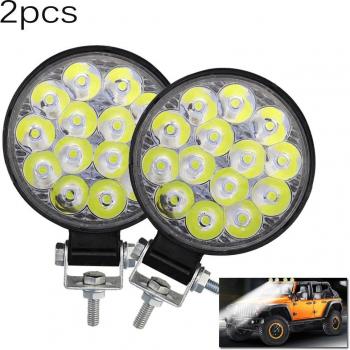 2 Teile Arbeitslichter für Auto und Lkw, 14-LED Flutlicht, 12V/24V, wasserdicht, mit Halterung, 6500K